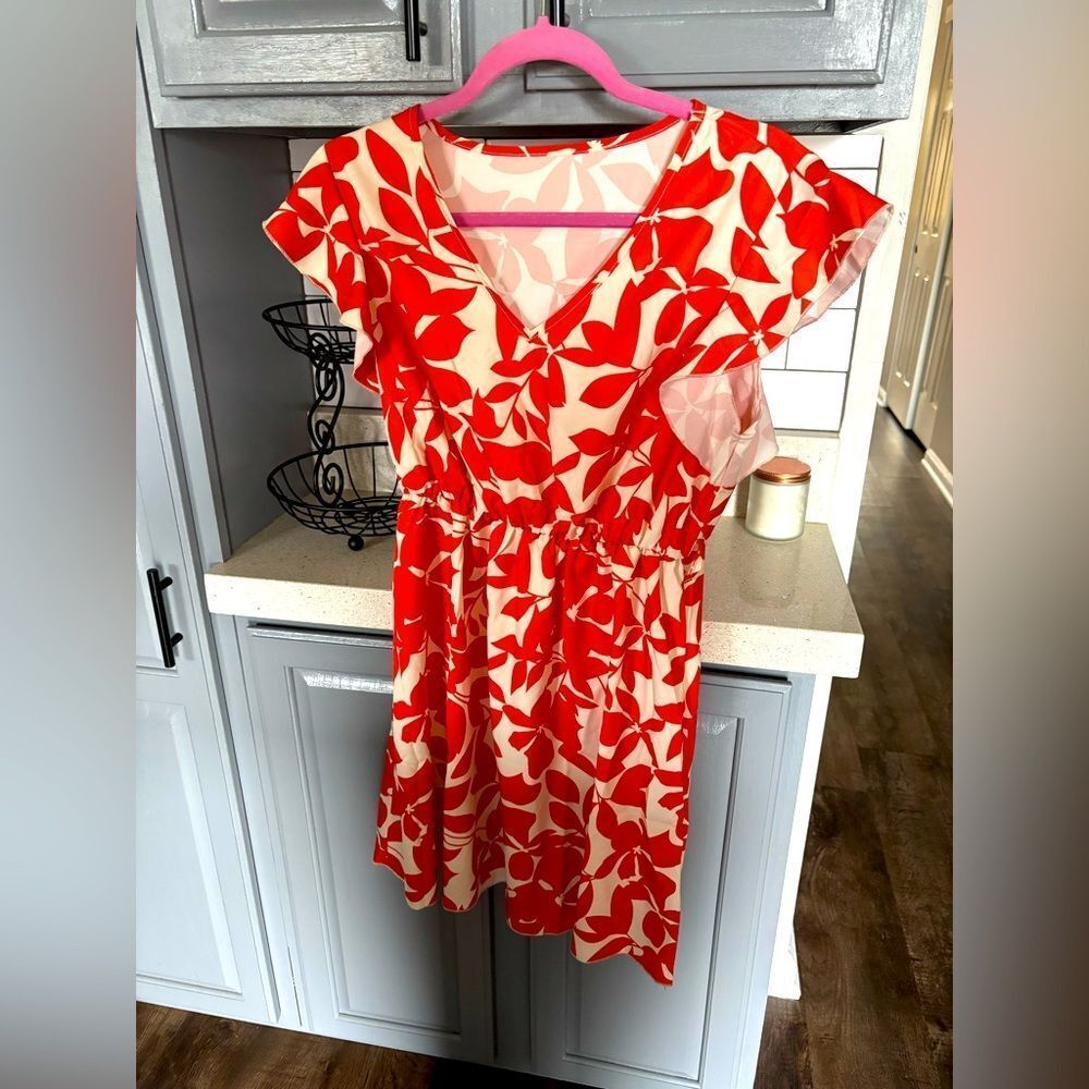 Orange and cream flower dress by Emery Rose, NWT
